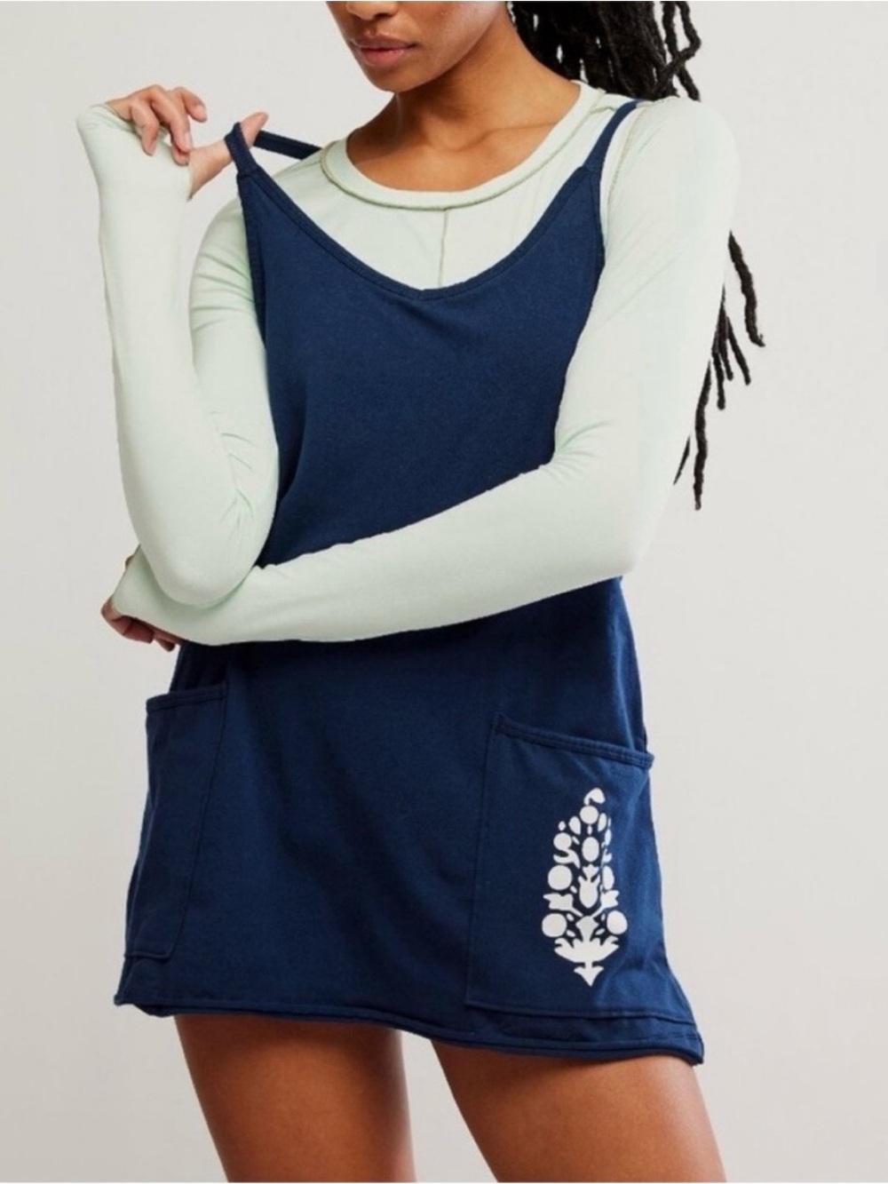 Free People FP Movement Hot Shot Mini Dress Romper Medium Navy Active Pickleball